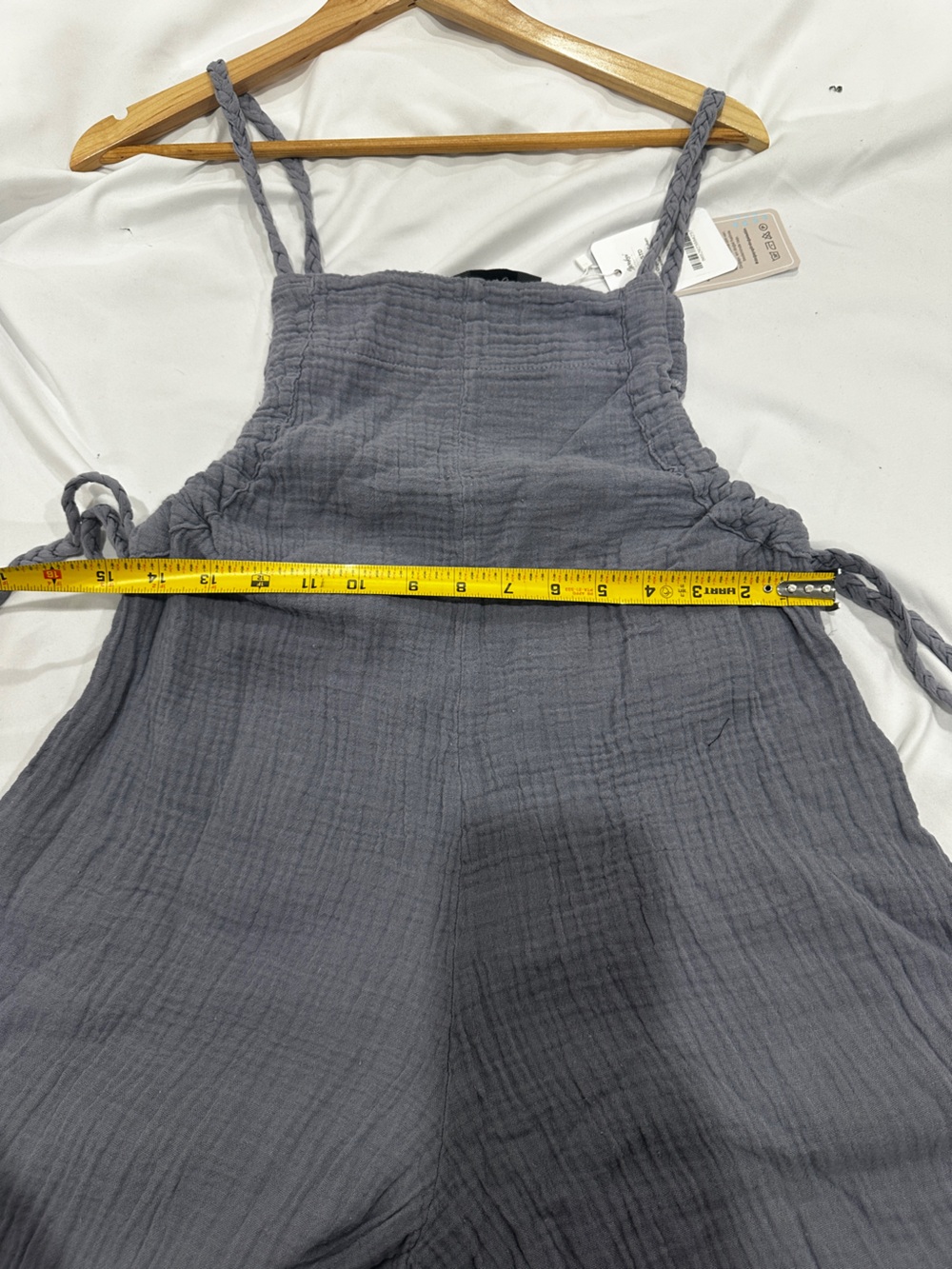 Otantik Muslin Cotton Jumpsuit One Size Dusty Lilac Gray Boho Wide Leg NWT - Picture 5 of 9